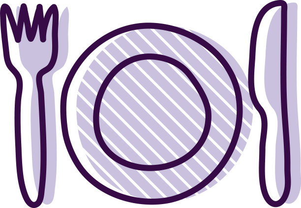 盘子与餐具线和填充样式图标图片下载