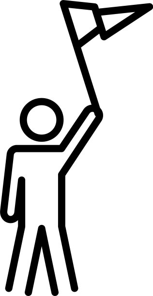 象形人像举着旗帜图标线条风格图片下载