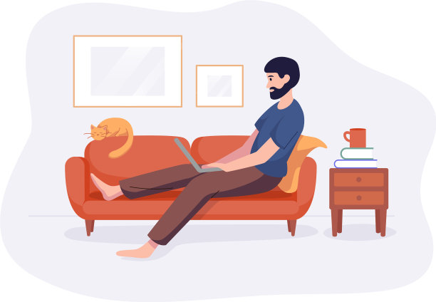 自由职业者在家工作舒适的空间上图片下载