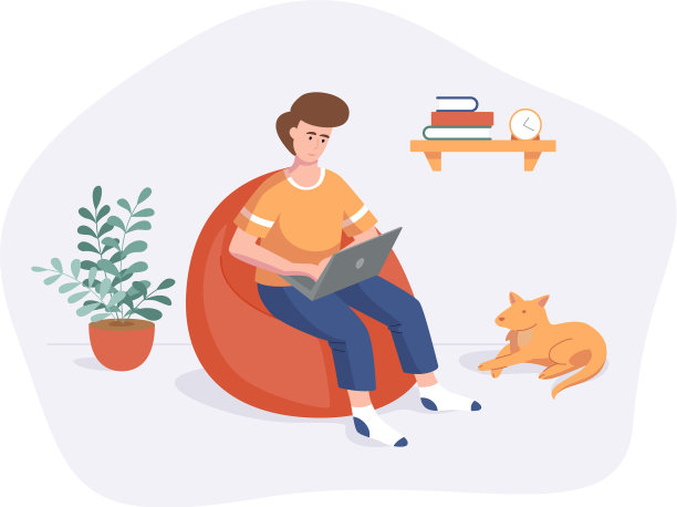 自由职业者在家工作舒适的空间上图片下载