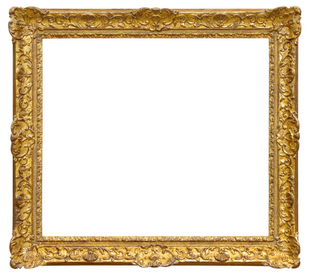 古老的镀金木框孤立在白色之上图片下载