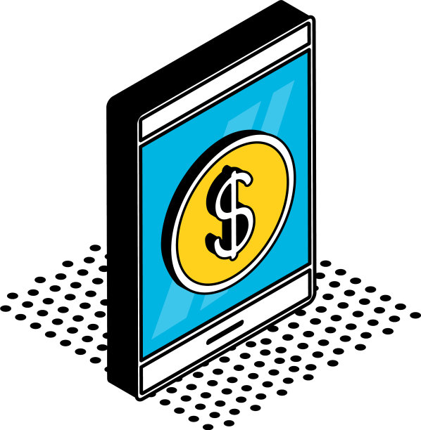 硬币在智能手机等距风格图标图片下载