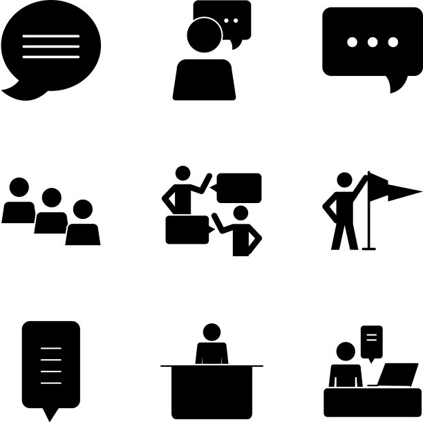 三角旗和象形人物图标集图片下载