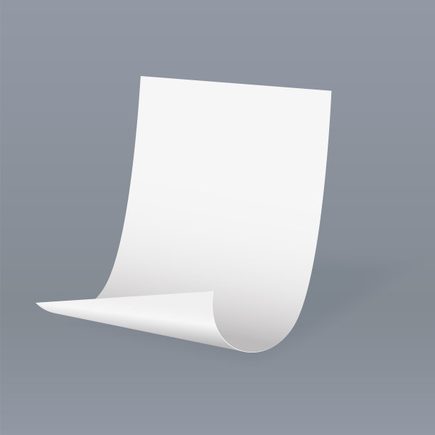 带弯角的白色空白纸贴纸。在灰色背景图片下载