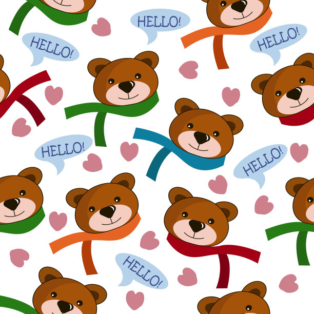 熊在围巾上无缝地印上了白色的图案图片下载