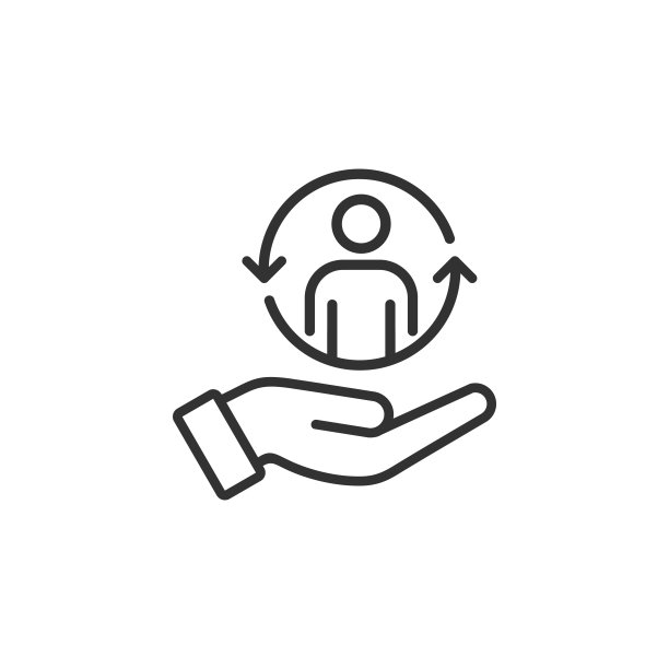 关怀客户图标在细线风格，客户包容性的服务，线符号孤立在白色背景图片下载