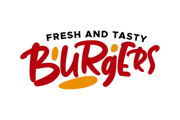 汉堡手绘字体标志的商业，印刷和广告图片下载