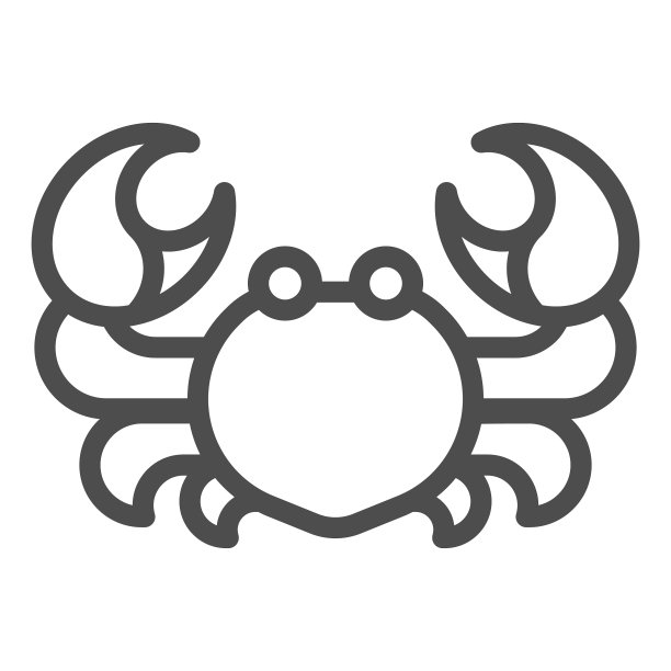 蟹线图标海洋生物概念海鲜标志图片下载
