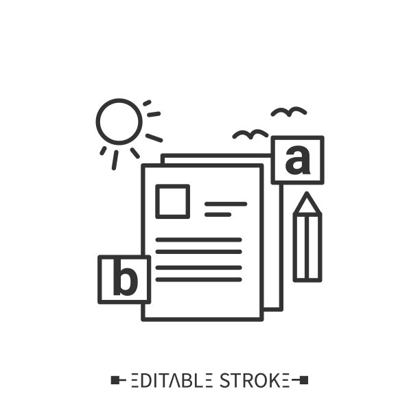 暑期语言课程线图标。可编辑的图片下载