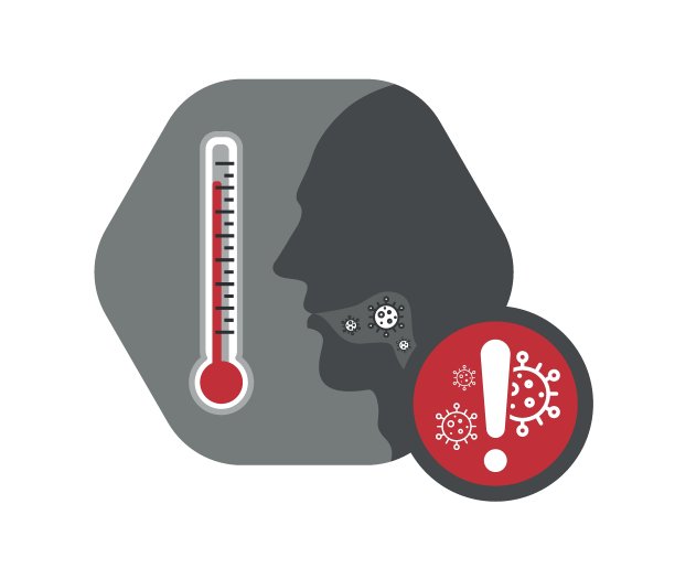 高温发热温度计。细线图标。卫生和医学媒介图片下载