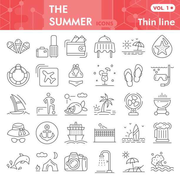 夏季细线标集旅游度假图片下载