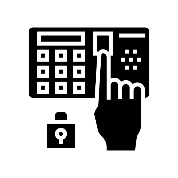 密码输入安全设备字形图标矢量插图图片下载