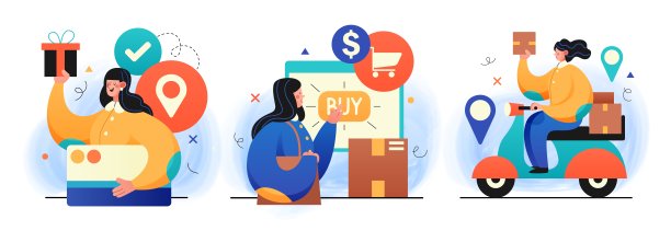 网上购物的概念和交付的商品通过网上形式的插图。适合网页设计，横幅，手机应用，登陆页面。向量图片下载