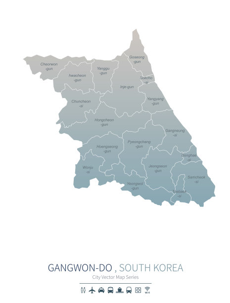 原地图。韩国主要城市的矢量地图。图片下载