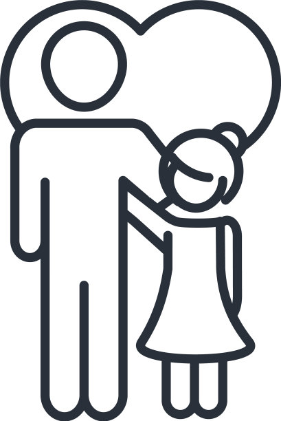 父亲和女儿拥抱在爱的心的家庭图片下载