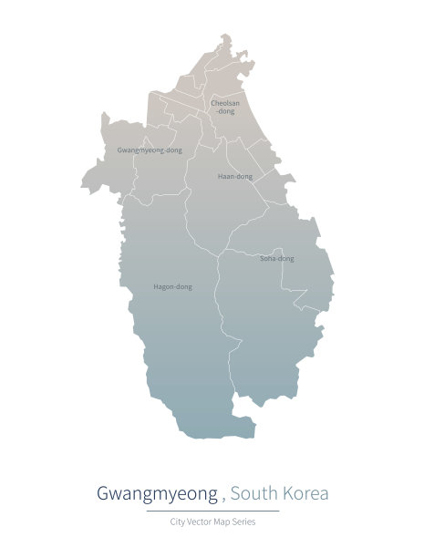 Gwangmyeong地图。韩国主要城市的矢量地图。图片下载