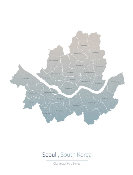 首尔地图。韩国主要城市的矢量地图。图片下载