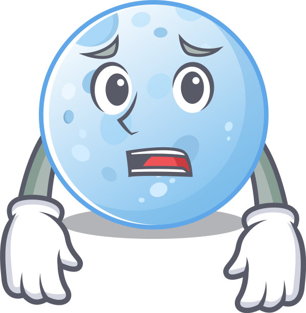 卡通设计蓝月亮显示忧虑的脸图片下载