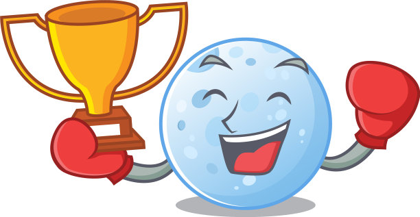 一个优雅的拳击赢家蓝月亮吉祥物设计图片下载