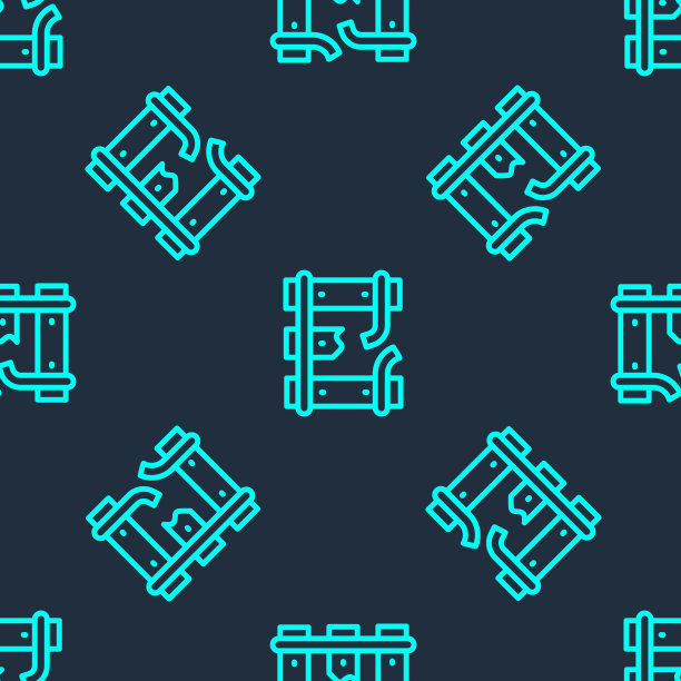 在蓝色背景上，铁路图标上的破碎或开裂的轨道孤立无缝模式。向量图片下载