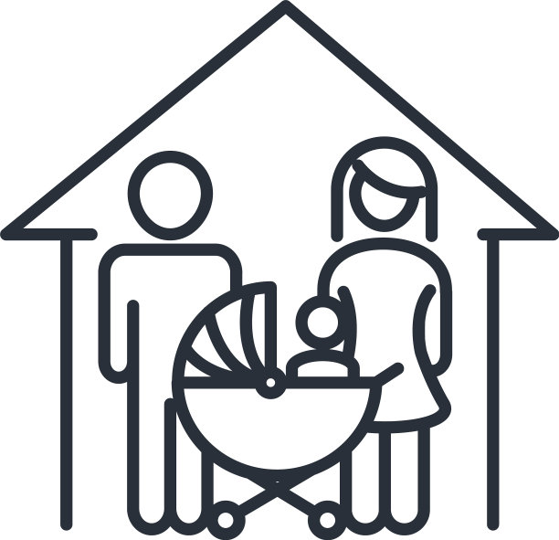 爸爸妈妈和贝恩婴儿车屋家庭日图片下载