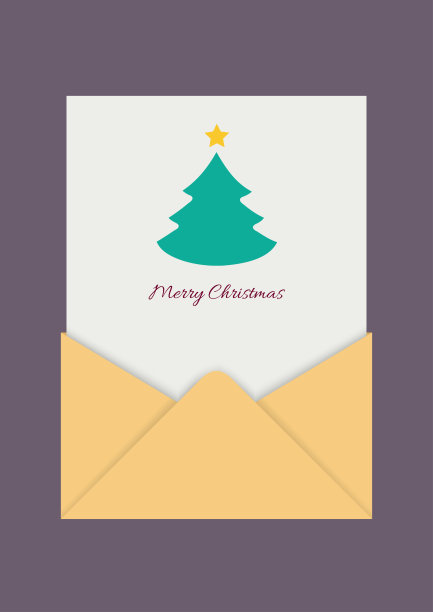 可打印的圣诞贺卡。用纸张或邀请卡模板打开信封。向量孤立的插图。图片下载