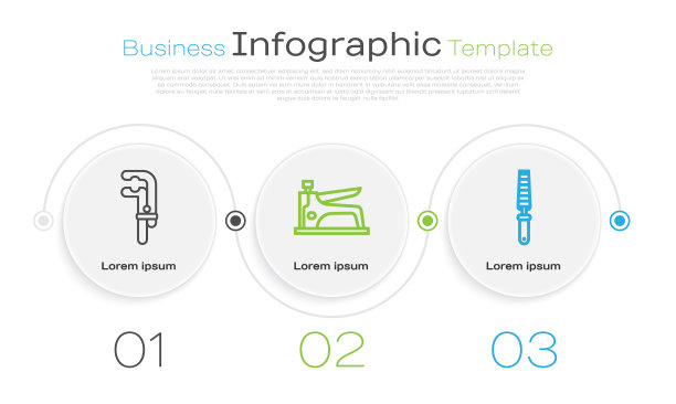 固定线钳，建筑订书机和木工凿刀。业务信息模板。向量图片下载