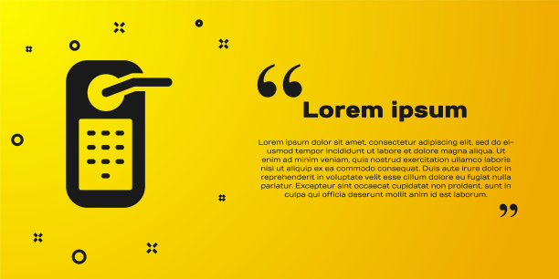 黑色数字门锁与无线技术解锁图标隔离在黄色背景。门把手的迹象。安全智能家居。向量图片下载