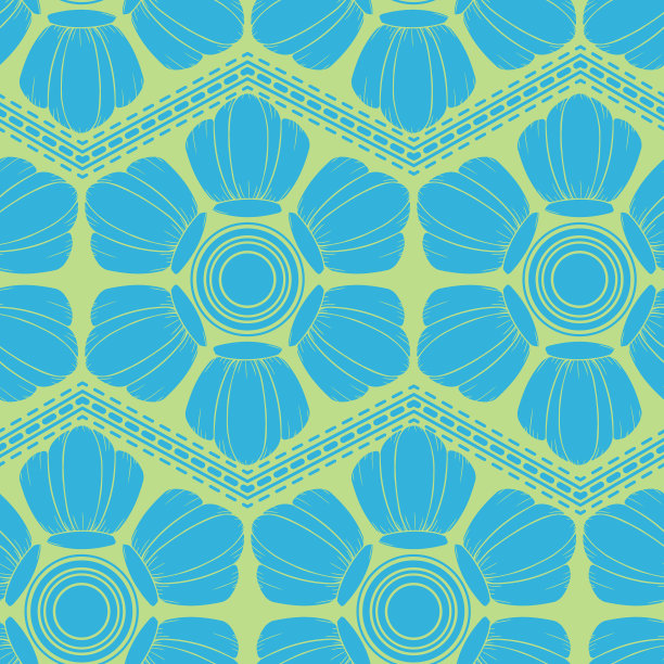 美丽的线条艺术贝壳无缝表面图案设计图片下载