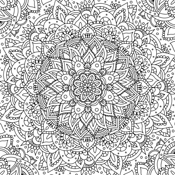 正方形黑白手绘轮廓图片下载