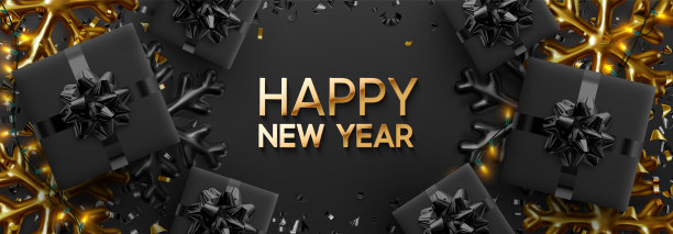 新年快乐横幅。图片下载