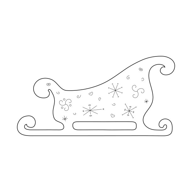 风格化可爱的雪橇。轮廓的风格。矢量插图装饰，贺卡，海报，印刷的衣服，标志。图片下载