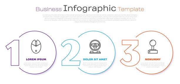 电脑鼠标游戏，赛车模拟座舱和街机操纵杆。业务信息模板。向量图片下载