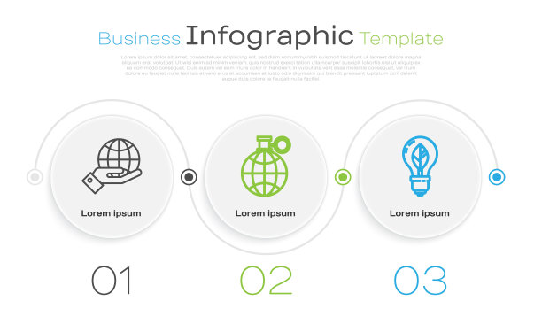 手握地球仪，地球和一个用树叶做的回收灯泡。业务信息模板。向量图片下载