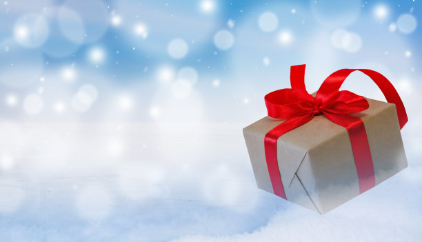 圣诞礼物散焦背景圣诞卡。图片下载