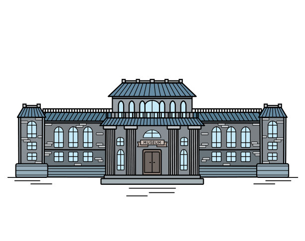 轮廓彩色立面博物馆图片下载