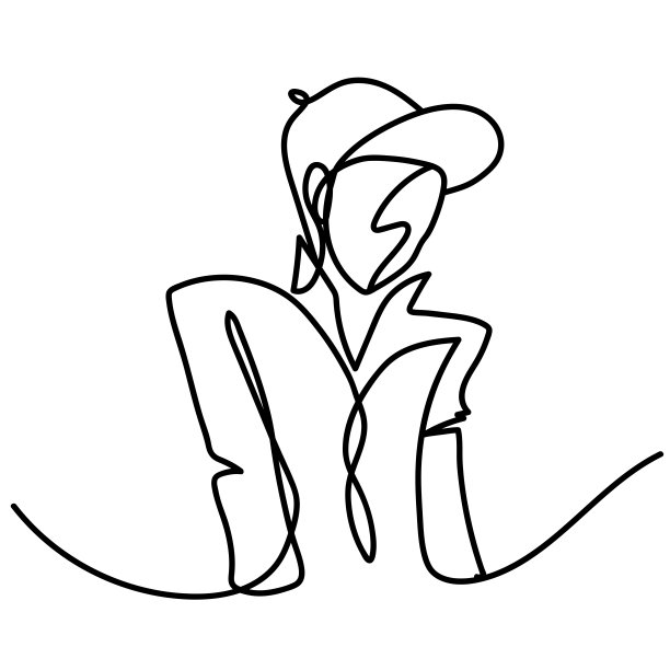 年轻人戴运动帽连续线，孤立设计图片下载