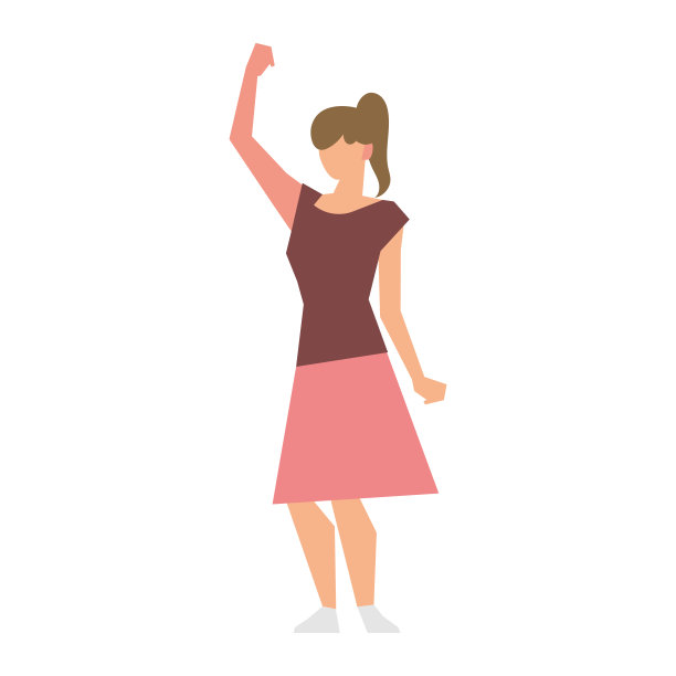 女人与马尾头发站人物孤立的图标图片下载