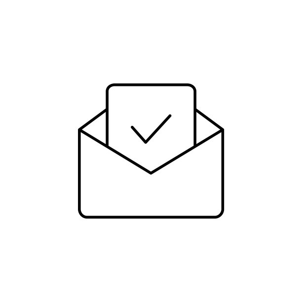 打开的信封复选标记线图标。电子邮件黑色轮廓符号图片下载