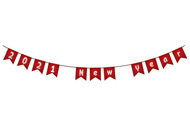 2021年新年旗花环图片下载