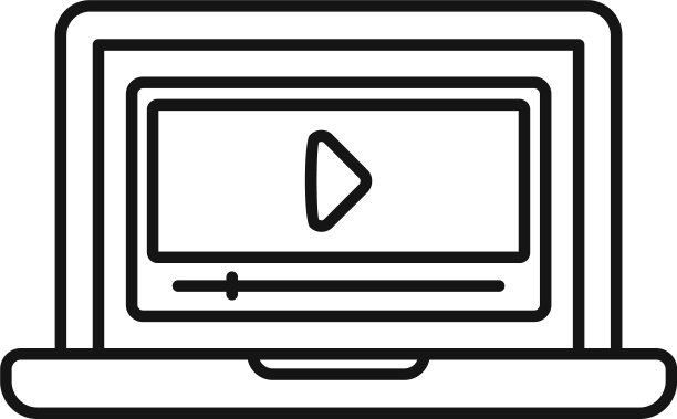 笔记本电脑视频课程图标轮廓风格图片下载