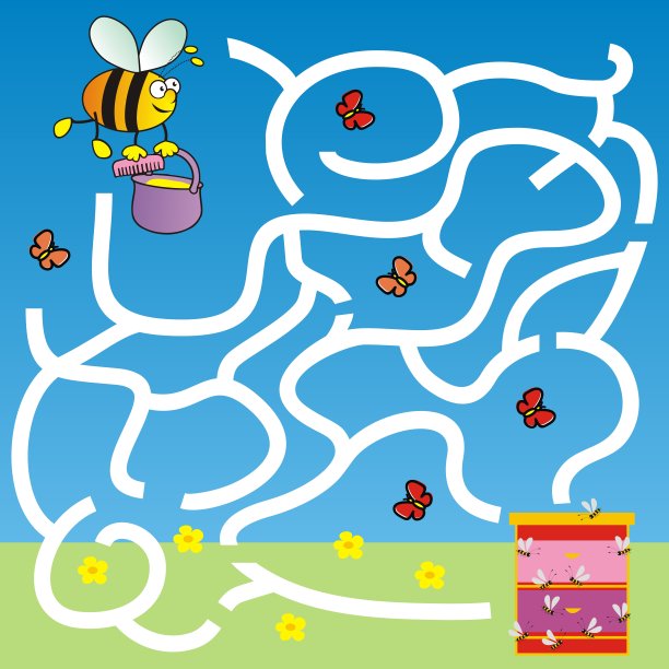 蜜蜂，迷宫，矢量图图片下载
