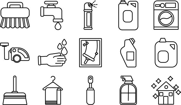 清洁和消毒设置图标图片下载