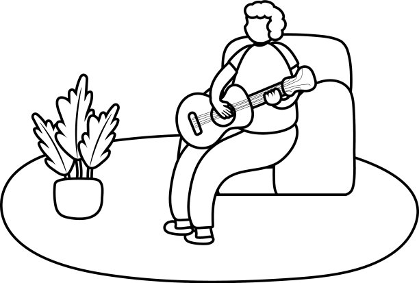 老人在家里玩吉他图片下载