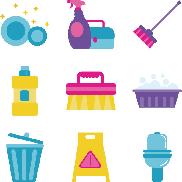 清洁和消毒设置图标图片下载