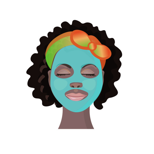 戴着蓝色化妆面膜的非洲妇女图片下载