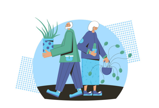 植物爱好者与室内花盆图片下载