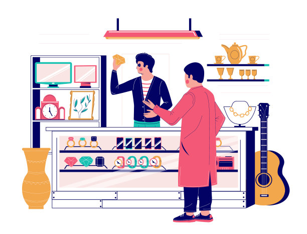 当铺服务平面风格设计图片下载