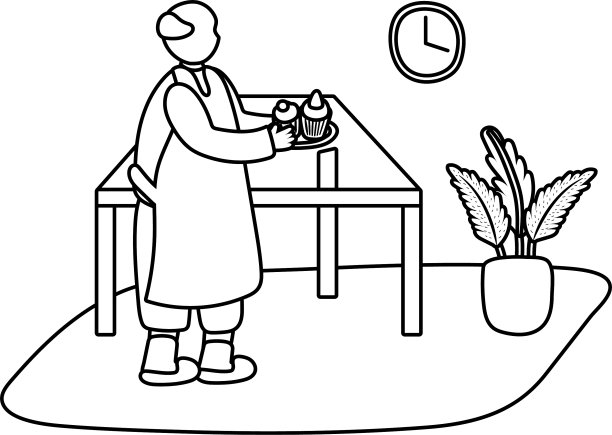 老人在家里做纸杯蛋糕图片下载