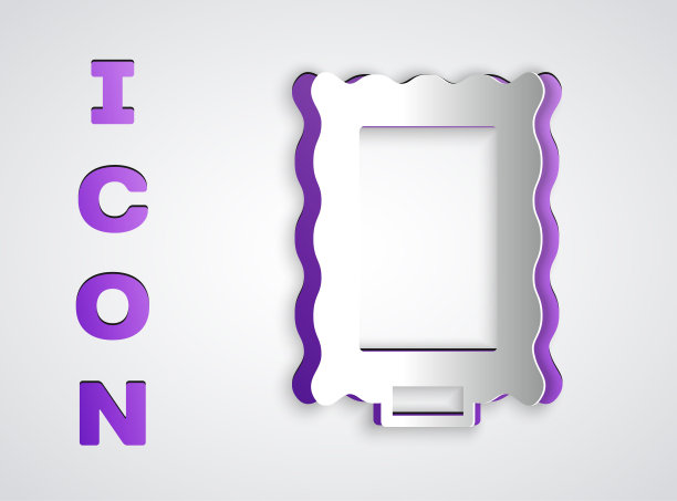 剪纸图片图标孤立在灰色背景。纸艺术风格。向量图片下载